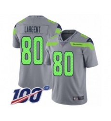 Men's Seattle Seahawks #80 Steve Largent Limited Silver Inverted Legend 100th Season Football Jersey