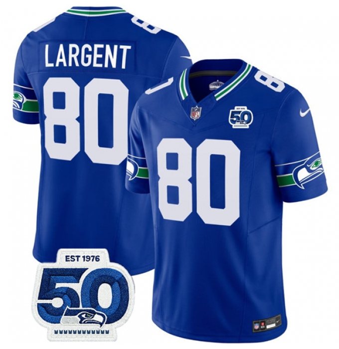 Men's Seattle Seahawks #80 Steve Largent Royal 2025 F.U.S.E 50th Anniversary Throwback Vapor Limited Football Stitched Jersey
