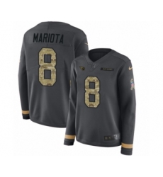 Women's Nike Tennessee Titans #8 Marcus Mariota Limited Black Salute to Service Therma Long Sleeve NFL Jersey