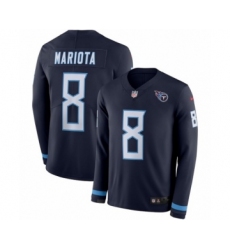 Youth Nike Tennessee Titans #8 Marcus Mariota Limited Navy Blue Therma Long Sleeve NFL Jersey