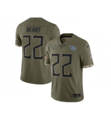 Men's Tennessee Titans #22 Derrick Henry 2022 Olive Salute To Service Limited Stitched Jersey