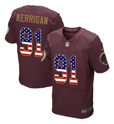 Men's Nike Washington Redskins #91 Ryan Kerrigan Elite Burgundy Red Alternate USA Flag Fashion NFL Jersey