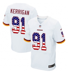 Men's Nike Washington Redskins #91 Ryan Kerrigan Elite White Road USA Flag Fashion NFL Jersey