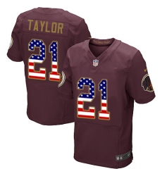 Men's Nike Washington Redskins #21 Sean Taylor Elite Burgundy Red Alternate USA Flag Fashion NFL Jersey