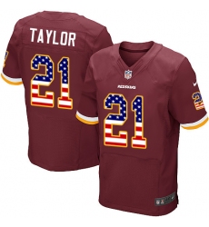 Men's Nike Washington Redskins #21 Sean Taylor Elite Burgundy Red Home USA Flag Fashion NFL Jersey