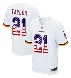 Men's Nike Washington Redskins #21 Sean Taylor Elite White Road USA Flag Fashion NFL Jersey