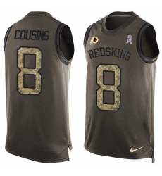Men's Nike Washington Redskins #8 Kirk Cousins Limited Green Salute to Service Tank Top NFL Jersey