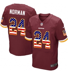 Men's Nike Washington Redskins #24 Josh Norman Elite Burgundy Red Home USA Flag Fashion NFL Jersey