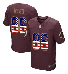 Men's Nike Washington Redskins #86 Jordan Reed Elite Burgundy Red Alternate USA Flag Fashion NFL Jersey