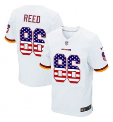 Men's Nike Washington Redskins #86 Jordan Reed Elite White Road USA Flag Fashion NFL Jersey