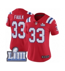 Women's Nike New England Patriots #33 Kevin Faulk Red Alternate Vapor Untouchable Limited Player Super Bowl LIII Bound NFL Jersey