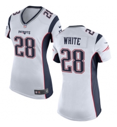 Women's Nike New England Patriots #28 James White Game White NFL Jersey