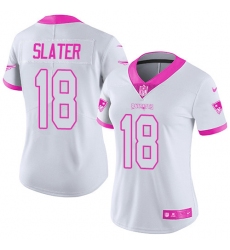 Women's Nike New England Patriots #18 Matthew Slater Limited White/Pink Rush Fashion NFL Jersey