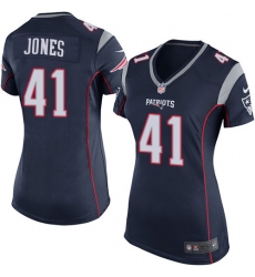 Women's Nike New England Patriots #41 Cyrus Jones Game Navy Blue Team Color NFL Jersey