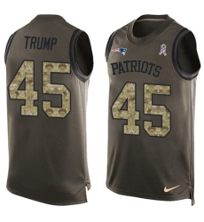 Men's Nike New England Patriots #45 Donald Trump Limited Green Salute to Service Tank Top NFL Jersey
