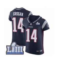 Men's Nike New England Patriots #14 Steve Grogan Navy Blue Team Color Vapor Untouchable Elite Player Super Bowl LIII Bound NFL Jersey