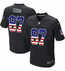 Men's Nike Oakland Raiders #87 Jared Cook Elite Black Home USA Flag Fashion NFL Jersey