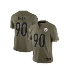 Men's Pittsburgh Steelers #90 T. J. Watt 2022 Olive Salute To Service Limited Stitched Jersey