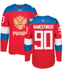 Men's Adidas Team Russia #90 Vladislav Namestnikov Premier Red Away 2016 World Cup of Hockey Jersey
