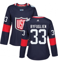 Women's Adidas Team USA #33 Dustin Byfuglien Premier Navy Blue Away 2016 World Cup Hockey Jersey