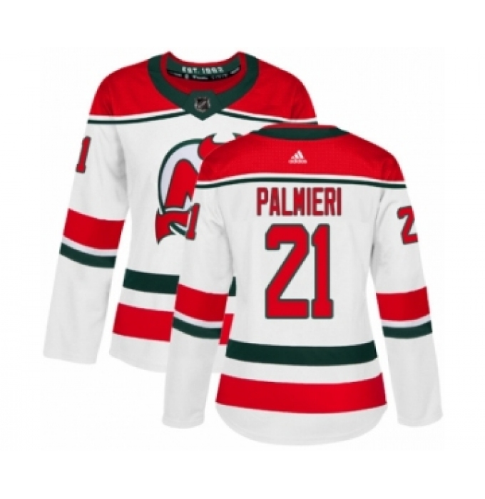 Women's Adidas New Jersey Devils #21 Kyle Palmieri Authentic White Alternate NHL Jersey
