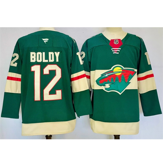 Men's Minnesota Wild #12 Matt Boldy Green 2024-25 Home Stitched Hockey Jersey