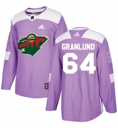Youth Adidas Minnesota Wild #64 Mikael Granlund Authentic Purple Fights Cancer Practice NHL Jersey