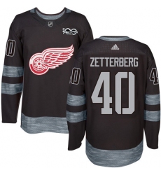 Men's Adidas Detroit Red Wings #40 Henrik Zetterberg Premier Black 1917-2017 100th Anniversary NHL Jersey
