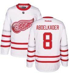 Men's Reebok Detroit Red Wings #8 Justin Abdelkader Authentic White 2017 Centennial Classic NHL Jersey