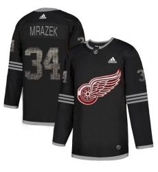 Men's Adidas Detroit Red Wings #34 Petr Mrazek Black Authentic Classic Stitched NHL Jersey