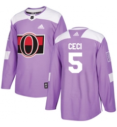 Men's Adidas Ottawa Senators #5 Cody Ceci Authentic Purple Fights Cancer Practice NHL Jersey