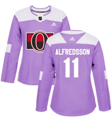 Women's Adidas Ottawa Senators #11 Daniel Alfredsson Authentic Purple Fights Cancer Practice NHL Jersey