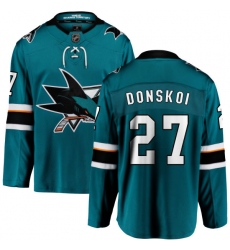 Men's San Jose Sharks #27 Joonas Donskoi Fanatics Branded Teal Green Home Breakaway NHL Jersey
