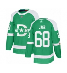 Men's Dallas Stars #68 Jaromir Jagr Authentic Green 2020 Winter Classic Hockey Jersey