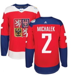 Men's Adidas Team Czech Republic #2 Zbynek Michalek Premier Red Away 2016 World Cup of Hockey Jersey
