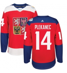 Men's Adidas Team Czech Republic #14 Tomas Plekanec Premier Red Away 2016 World Cup of Hockey Jersey