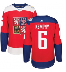 Men's Adidas Team Czech Republic #6 Michal Kempny Authentic Red Away 2016 World Cup of Hockey Jersey