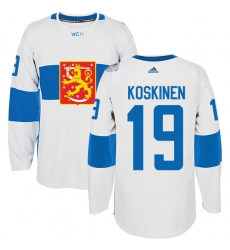 Men's Adidas Team Finland #19 Mikko Koskinen Premier White Home 2016 World Cup of Hockey Jersey