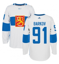 Men's Adidas Team Finland #91 Aleksander Barkov Premier White Home 2016 World Cup of Hockey Jersey