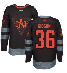 Men's Adidas Team North America #36 John Gibson Authentic Black Away 2016 World Cup of Hockey Jersey
