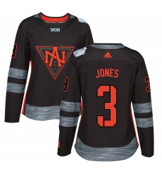 Women's Adidas Team North America #3 Seth Jones Premier Black Away 2016 World Cup of Hockey Jersey