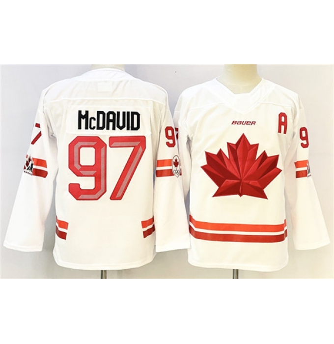 Men's Canada Hockey #97 Connor McDavid White With A Stitched Jersey