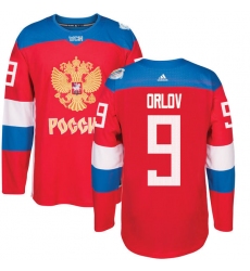 Men's Adidas Team Russia #9 Dmitry Orlov Authentic Red Away 2016 World Cup of Hockey Jersey