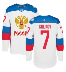 Men's Adidas Team Russia #7 Dmitri Kulikov Premier White Home 2016 World Cup of Hockey Jersey
