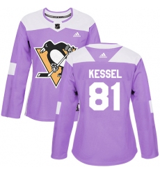 Women's Adidas Pittsburgh Penguins #81 Phil Kessel Authentic Purple Fights Cancer Practice NHL Jersey