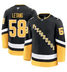 Men's Pittsburgh Penguins #58 Kris Letang Black 2024-25 Alternate Stitched Hockey Jersey