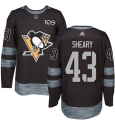 Men's Adidas Pittsburgh Penguins #43 Conor Sheary Authentic Black 1917-2017 100th Anniversary NHL Jersey