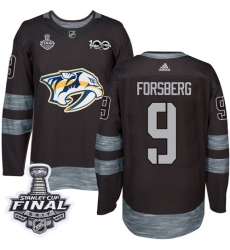Men's Adidas Nashville Predators #9 Filip Forsberg Premier Black 1917-2017 100th Anniversary 2017 Stanley Cup Final NHL Jersey