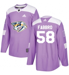 Youth Adidas Nashville Predators #58 Dante Fabbro Authentic Purple Fights Cancer Practice NHL Jersey