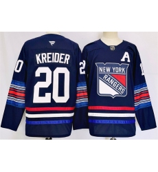 Men's New York Rangers #20 Chris Kreider Navy 2024-25 Stitched Jersey